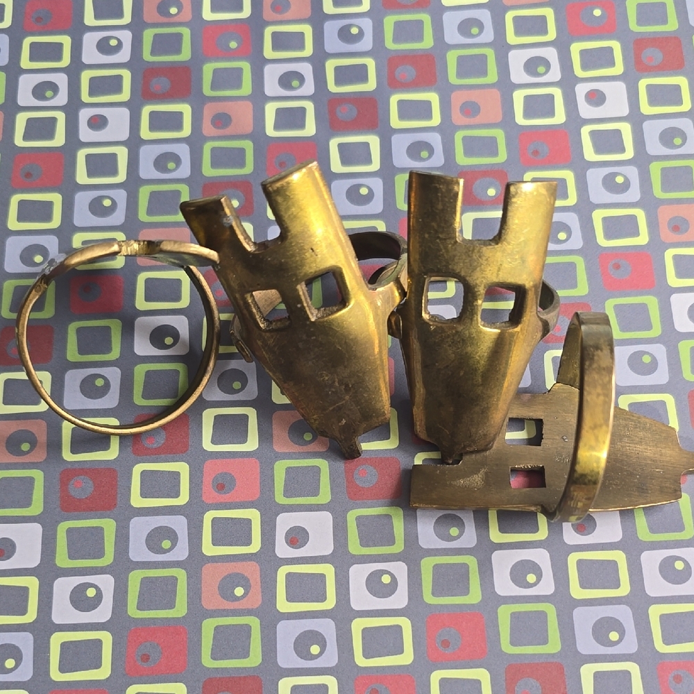 Vintage MCM Brass Napkin Ring Set